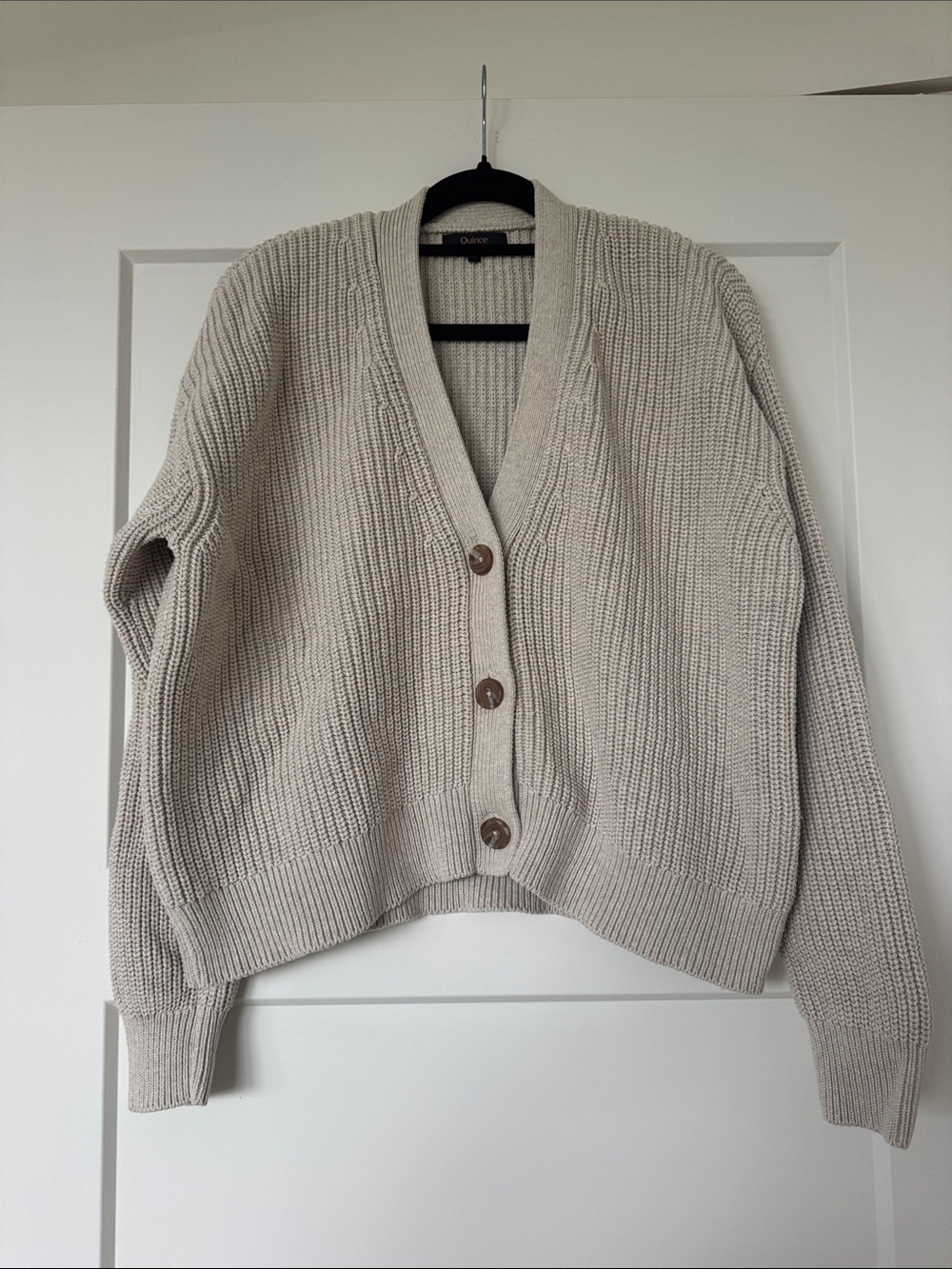 Quince Button-Front Ribbed V-Neck Cardigan - Picture 5 of 6